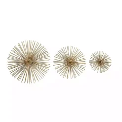 Gold Metal Disc Starburst Wall Plaques, Set of 3