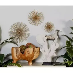 Gold Metal Disc Starburst Wall Plaques, Set of 3