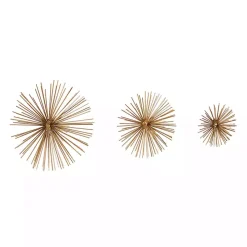Gold Metal Disc Starburst Wall Plaques, Set of 3