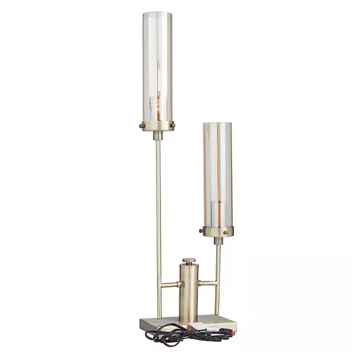 Gold Metal Double Stem Table Lamp