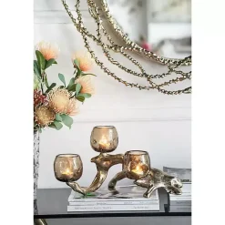 Gold Metal Driftwood Votive Candle Holder