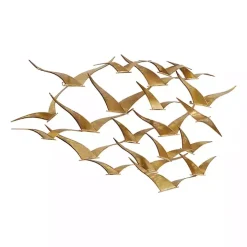 Gold Metal Flock of Birds Wall Plaque