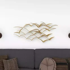 Gold Metal Flock of Birds Wall Plaque