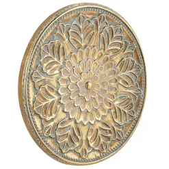 Gold Metal Floral Embossed Wall Sculpture