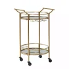 Gold Metal Frame Bar Cart with Mirrored Shelves