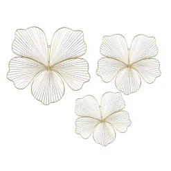 Gold Metal Frame Floral Wall Plaques, Set of 3