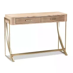 Gold Metal Frame Two-Drawer Console Table