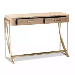 Gold Metal Frame Two-Drawer Console Table