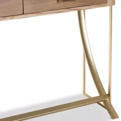 Gold Metal Frame Two-Drawer Console Table