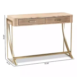Gold Metal Frame Two-Drawer Console Table