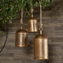 Gold Metal Hanging Bells, Set of 3