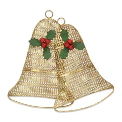 Gold Metal Holiday Bells Wall Plaque