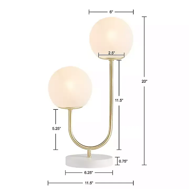 Gold Metal 2-Light Zusa Modern Table Lamp