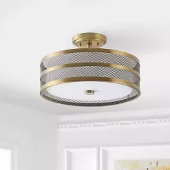 Gold Metal Mesh Flush Mount Light