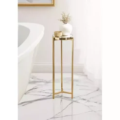 Gold Metal Mirrored Tabletop Aguilar Drink Table
