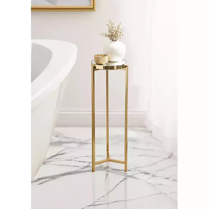 Gold Metal Mirrored Tabletop Aguilar Drink Table