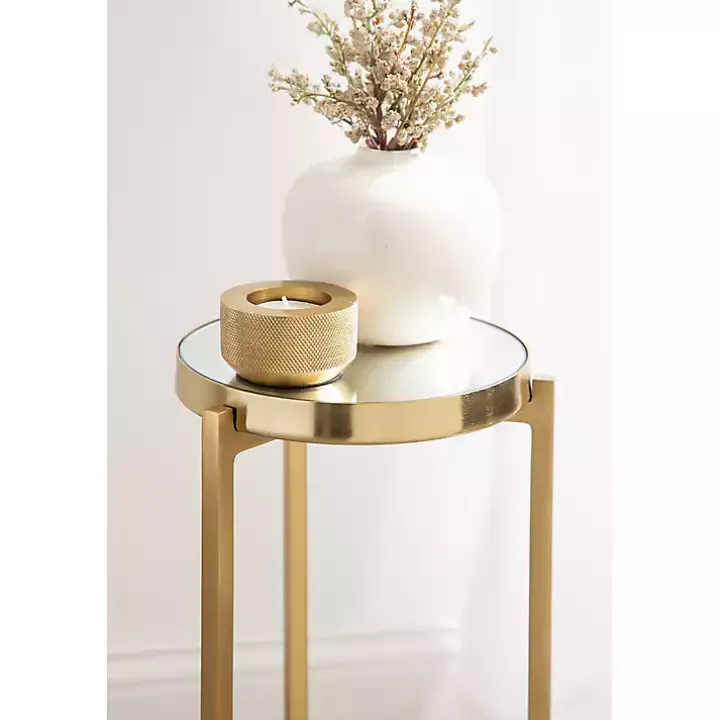 Gold Metal Mirrored Tabletop Aguilar Drink Table