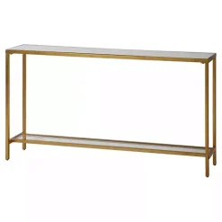 Gold Metal Mirrored Top Slim Console Table