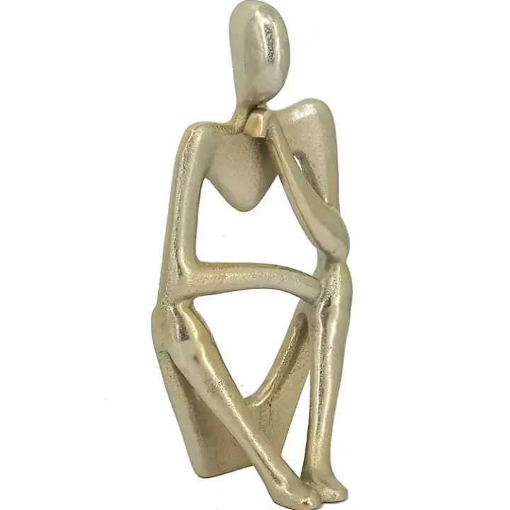 Gold Metal Pondering Figure I Sculpture