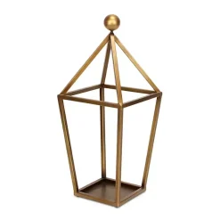 Gold Metal Pyramid Top Lantern