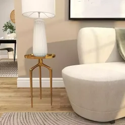 Gold Metal Round Tripod Accent Table