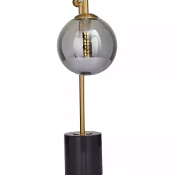 Gold Metal Smoked Glass Shade Table Lamp