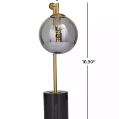 Gold Metal Smoked Glass Shade Table Lamp