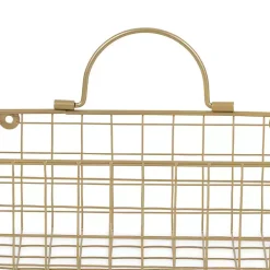 Gold Metal Wire Cage Wall Baskets, Set of 2