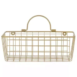 Gold Metal Wire Cage Wall Baskets, Set of 2