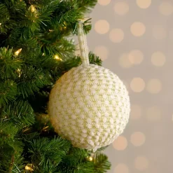 Gold Metallic Interlaced Knit Ball Ornament, 4 in.