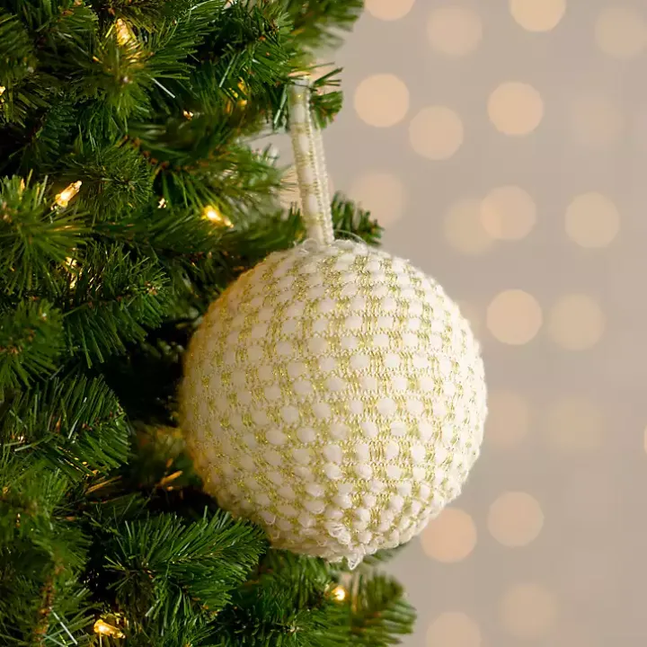 Gold Metallic Interlaced Knit Ball Ornament, 4 in.