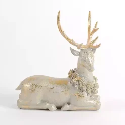 Gold Patina Sitting Deer Figurine