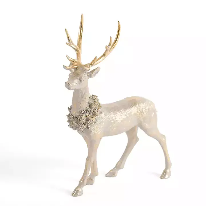 Gold Patina Standing Deer Figurine