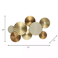 Gold Pleated Metal Discs Wall Plaque