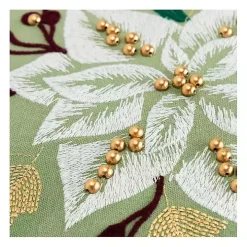 Gold Poinsettia Christmas Throw Pillow