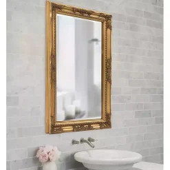 Gold Queen Ann Rectangular Wall Mirror