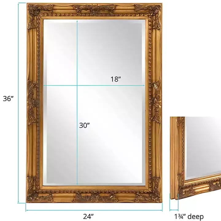 Gold Queen Ann Rectangular Wall Mirror