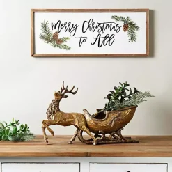 Gold Reindeer with Sleigh Figurine