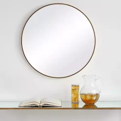 Gold Round Simple Frame Large Wall Mirror