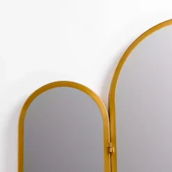 Gold Rounded Edge Trifold Wall Mirror