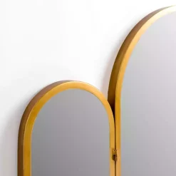 Gold Rounded Edge Trifold Wall Mirror