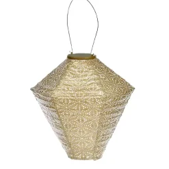Gold Sashiko Diamond Hanging LED Outdoor Lantern