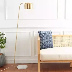 Gold Slanted Modern Floor Lamp with Marble Base