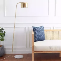 Gold Slanted Modern Floor Lamp with Marble Base