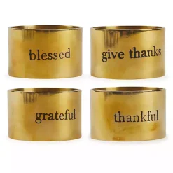Gold Stamped Harvest Napkin Rings, Set of 4