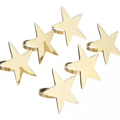 Gold Star Napkin Rings, Set of 6