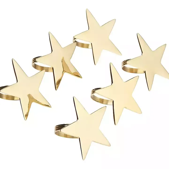 Gold Star Napkin Rings, Set of 6
