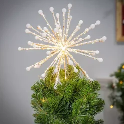 Gold Starburst Snowflake LED Tree Topper