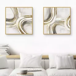 Golden Contours Framed Canvas Art Prints, Set of 2