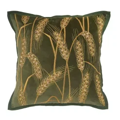 Golden Embroidered Wheat Pillow